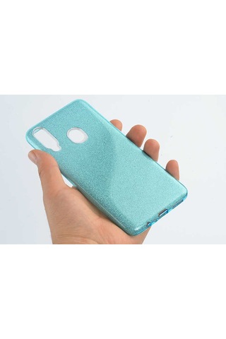 Samsung Uyumlu Galaxy A20s Kılıf Zore Shining Silikon Siyah