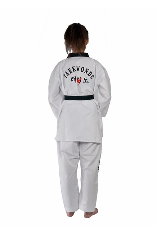 Fitilli Siyah Yaka Taekwondo Elbisesi Beyaz