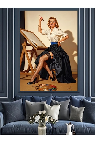 Ahşap Tablo Ressam Kadın Ve Tuval Hayvan Tabloları