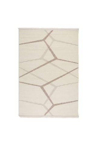Zara Serisi Krem Vizon Geometrik Desenli Modern Halı Gf711 Çok Renkli