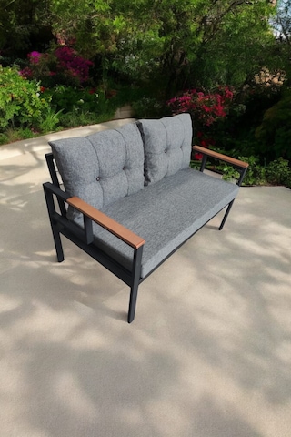 Pimango Pi Elize Tekli Bahçe Balkon Mobilyası 2'li 60 x 120 CM Gri
