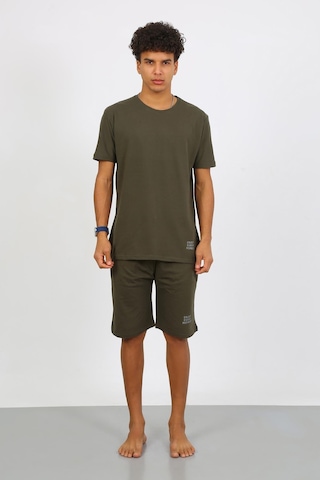 Akbeniz Erkek Pamuk Lakost Alt Üst Kaprili Pijama Takım Haki 6872 Haki