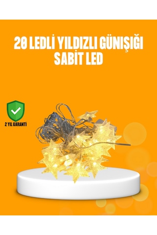 Muratech Yıldız Led Işık 5 Metre Dekoratif Aydınlatma Günışığı 25 Cm