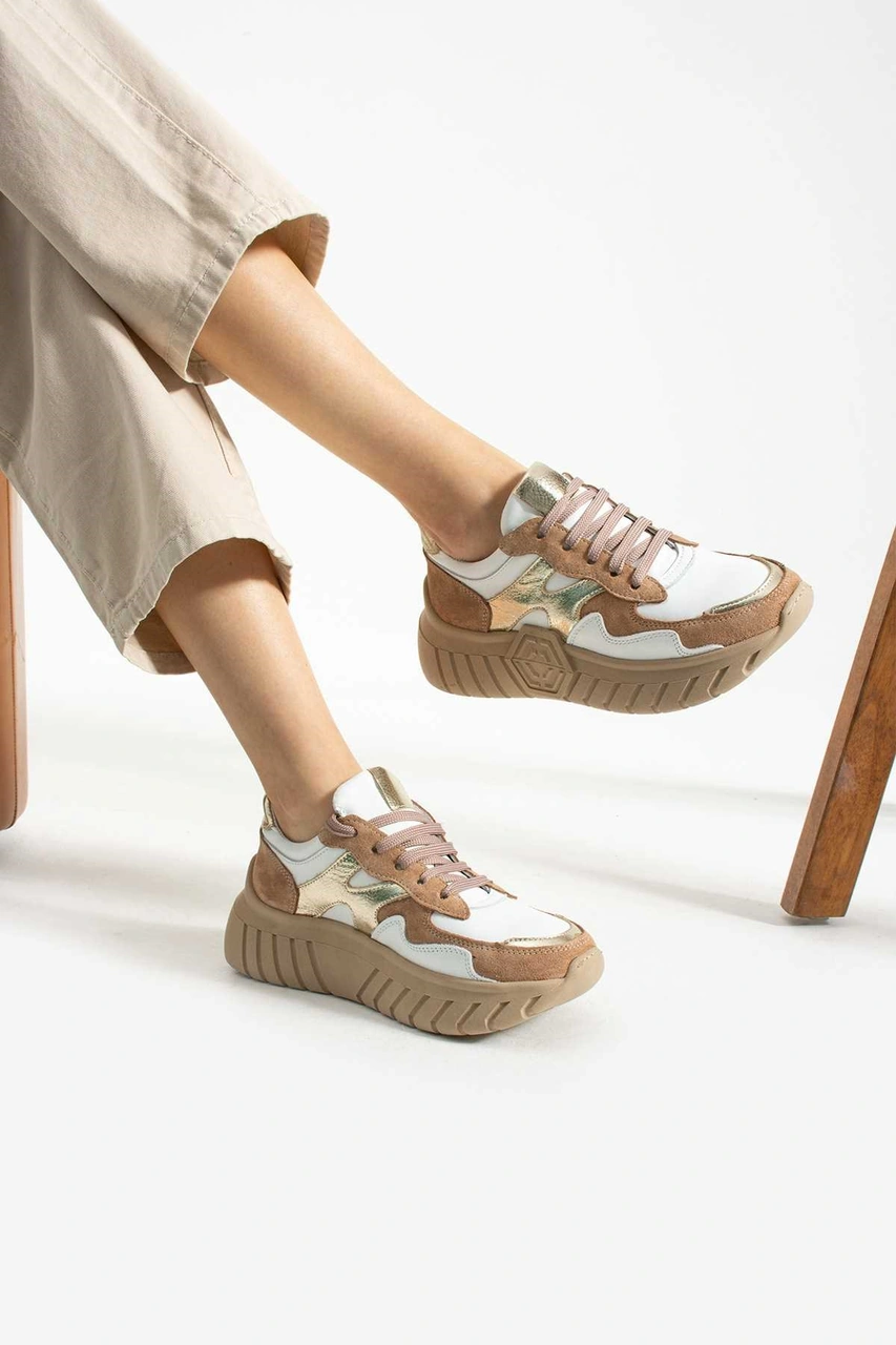 Bestello Bağcıklı Termo Taban Sneaker 331-sut-10 Kadın Ayakkabı Bej
