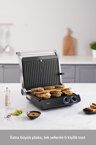 Homend Grilliant 1342H 3 in 1 Inox Gövde Çift Taraflı XL Döküm Plaka Tost ve Izgara Makinesi
