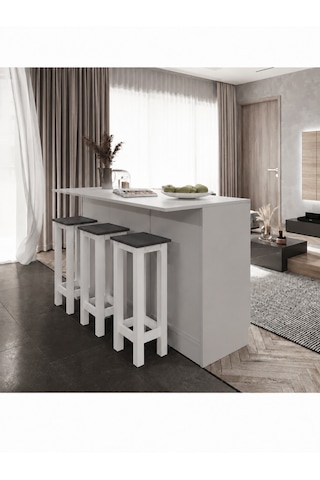 Gora Tabure - 40cm - Bar Sandalyesi - Bar Taburesi Beyaz - Antrasit