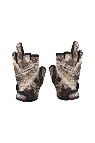 Springsun Fishing Gloves, Quick-drying, Anti-slip, Breathable, Half-finger Design, For Outdoor Fishing, Lure Fishing, Comfortable Grip, Wholesale, Cross-border Camouflage, 1 Pair