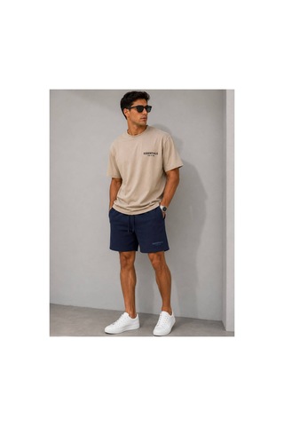 Hzr Wear Erkek Regular Fit Rahat Kesim %100 Pamuk Hafif Kalın Beli Bağcıklı Şort Lacivert
