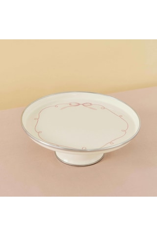 Rebel Bow Emaye Pasta/kek Sunum Standı 24 Cm Fildişi