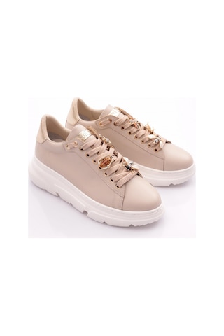 Dgn Es852 Kadın Kalın Taban Ari Tokali Sneakers Ayakkabi Bej