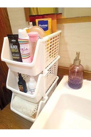 5 Adet Çok Amaçlı Katlı Geçmeli Organizer, Pratik Dolap İçi Lavabo Altı Evye-tezgah Üstü Buzdolabı Mutfak Banyo Çamaşır Makinesi Ev Düzenleyici Plastik Sepet 5 Adet - Antrasit 0