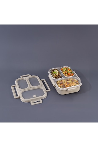 Aryıldız 153ar262207 Bento Lunch Box Bej 3 Bölmeli 1000 Ml Bej