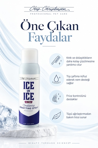 Chris Christensen Systems Ice On Ice Ultra Kedi Ve Köpek Kıtık Açıcı Sprey 236 Ml