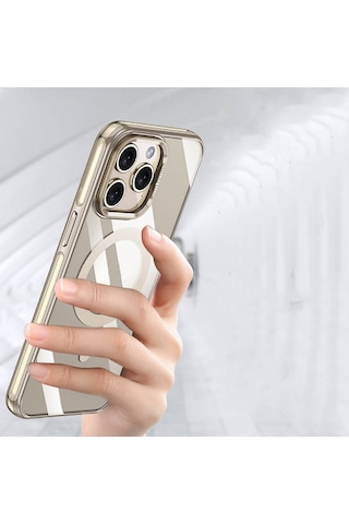 Apple Uyumlu iPhone 14 Pro Kılıf Magsafe Şarj Özellikli Wlons Standlı Efsane Kapak Gold