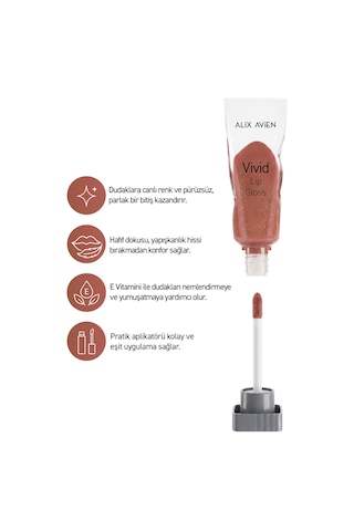 Parlak Bitişli Nemlendirici E Vitaminli Dudak Parlatıcı - Vivid Lipgloss 112 Light Mauve 0