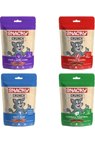 Crunch Eklem Sağlığı Deri Tüy Sağlığı Tüy Yumağı Kontrolü Kedi Ödül Mama 4 X 60 Gr