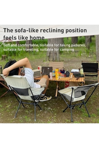 Ambition Açık Katlanır Sandalye Ay Sandalye Yüksek Sırt Yatar Beyaz