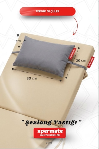 Şezlong Yastığı Baş Ve Boyun Destekli Havuz Plaj Bahçe Gri