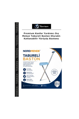 Premium Konfor Yardımcı Dış Mekan Tabureli Baston Oturaklı Katlanabilir Yürüyüş Bastonu