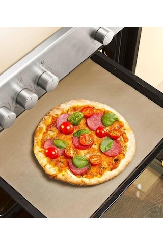 Saban Yapışmaz Fırın Matı 45x33 Cm Isıya Dayanıklı Pişirme Matı Pizza, Kurabiye Ve Kızartmalar İçin Sütlü Kahverengi