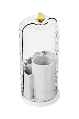 Şeffaf Kapaklı Makyaj Fırçası Saklama Kutusu Büyük Kapasiteli 360 Derece Dönen Makyaj Fırçası Şeffaf