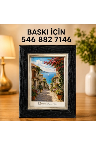 Gold Detaylı Siyah Çerçeveli Masaüstü Dekoratif Fotoğraf Çerçevesi