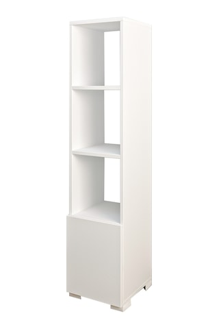 Kuzey 4 Raflı, Kapaklı Minimal Beyaz Kitaplık