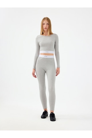 Slim Fit Kadın Bluz U.kol Gri