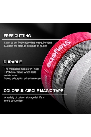 Dux Duıcs Stoyobe Kablo Düzenleyici Yapışkanlı Cırt Bant 3m Siyah