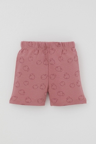 Breeze Kız Bebek Pijama Takımı Elma Desenli Önden Düğmeli 4 Ay - 1 Yaş , Gülkurusu