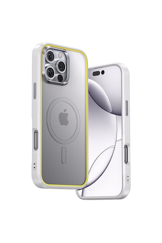 Aohi The Future Apple Uyumlu iPhone 16 Pro Kılıfı, Magsafe Telefon Kılıfı, Beyaz Şeffaf