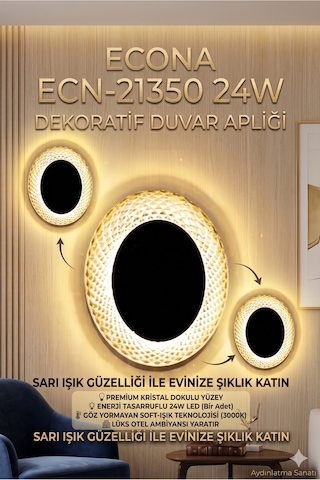 24w Dekoratif Kristal Dokulu Led Duvar Apliği - 3000k Gün Işığı Modern Salon Ve Antre Aydınlatması Sarı