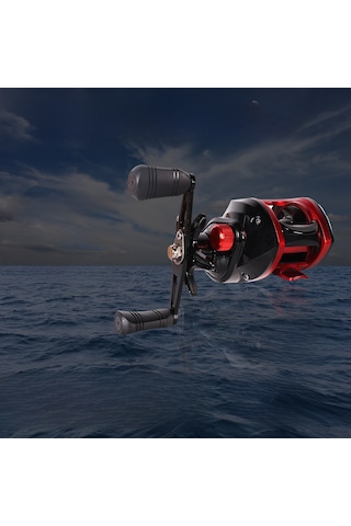 Mufunye Metal Kasisli Mavi Sol El路亚 Makinesi - Dayanıklı, Uzak Atışlı, Siyah-kırmızı Desenli Balıkçılık Toptantısı