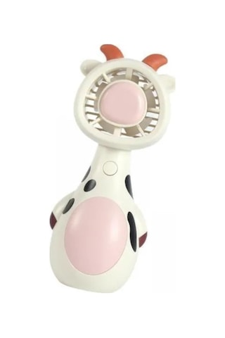 Mini El Fanı Şarjlı Telefon Tutuculu İnek Figürlü 3 Kademeli Taşınabilir Vantilatör Masa El Tipi Serinletici Soğutucu