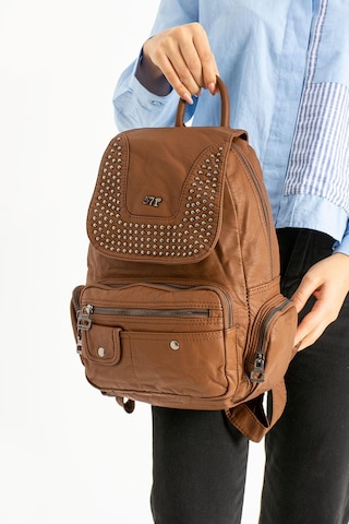 571 Collections Yıkanmış Deri Sırt Çantası Taba Model: 571-9-11d - Taba
