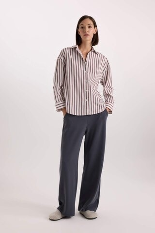 DeFacto Fall in Love Regular Fit Pijama Yaka Poplin Üst E2351AX24WNER98 Ekru