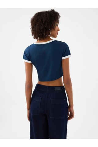 Slim Crop Fit Kadın Tshirt K.kol Lacivert