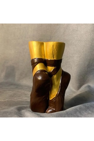 Uretti - Ayşe 7362 - El Yapımı Kahverengi Balerin Ayakkabısı Dekoratif Biblo / Vazo - 10 X 16 Cm 1 Adet