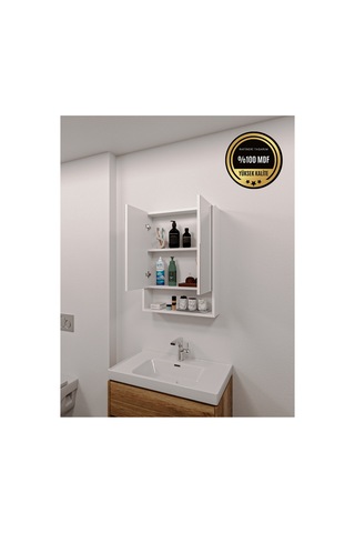 Lotus Banyo Dolabı Aynalı Raflı Kapaklı 6998