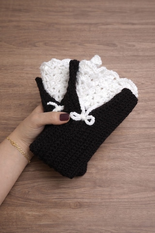 Youngcraft El Örgüsü Vintage Eldiven Beyaz - Siyah
