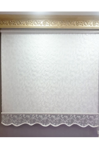 1.Kalite Sarmaşık Desen Çift Mekanizmalı Tül Stor Per...