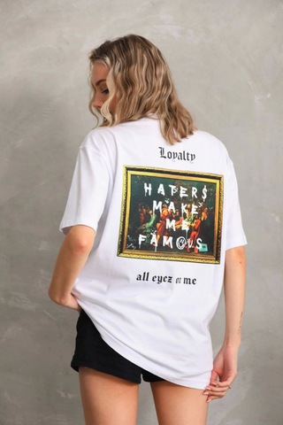 Wear Vexel Kadın Ön Ve Arka Baskılı Oversize Kısa Kol T-shirt - Beyaz Beyaz