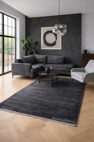 Melena Carpet Premium Modern Peluş Halı Kaymaz Taban Yumuşak Dokulu Lüks Salon Halısı Antrasit