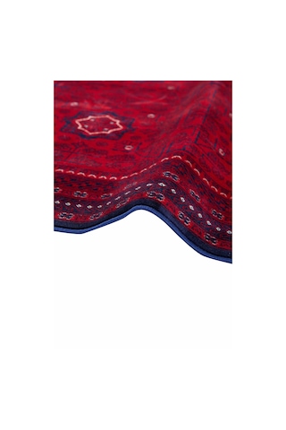 Elvey Home Afgan Vintage Kaymaz Taban Gerçek Kadife Bambu Sık Dokuma Otantik Dekoratif Zamansız Tasarım Halı Bordo