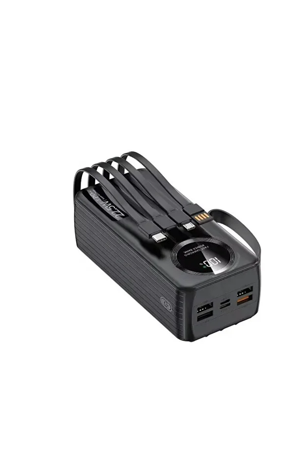 50.000mah Forefo 22.5w Hızlı Şarj Destekli Dahili Kablolu Taşınabilir Batarya Powerbank Siyah