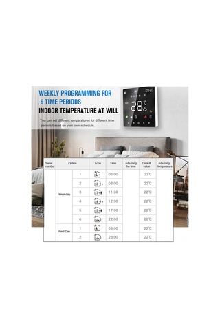 Geeroyoo K6rh3a Su Isıtma/kazan Termostatı - Dokunmatik Renkli Ekranlı, Günlük Programlanabilir, Çocuk Kilidi, Ip20 Flam Yönünden Dayanıklı Pc