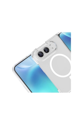 Apple iPhone Uyumlu Duo Fold Kamera Korumalı M-safe Şarj Özellikli Şeffaf Zore London Sert Pc Kapak