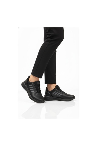 Siyah Bağcıklı Hafif Esnek Unisex Spor Ayakkabı Nereus G Siyah