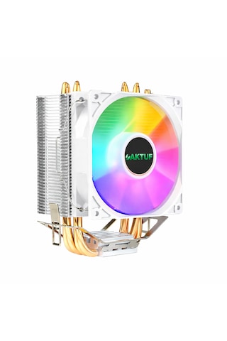 Aktuf Ak4x Rainbow 4 Bakır Borulu Amd/intel Kule Tipi Yüksek İşlemci Soğutucusu Beyaz