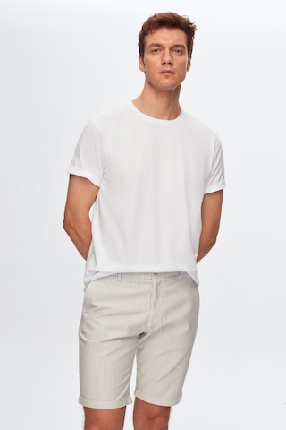 D's Damat Bisiklet Yaka Pamuklu Nefes Alabilen T-shirt Beyaz